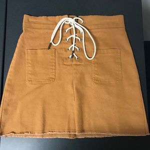 Tan Lace-Up Skirt